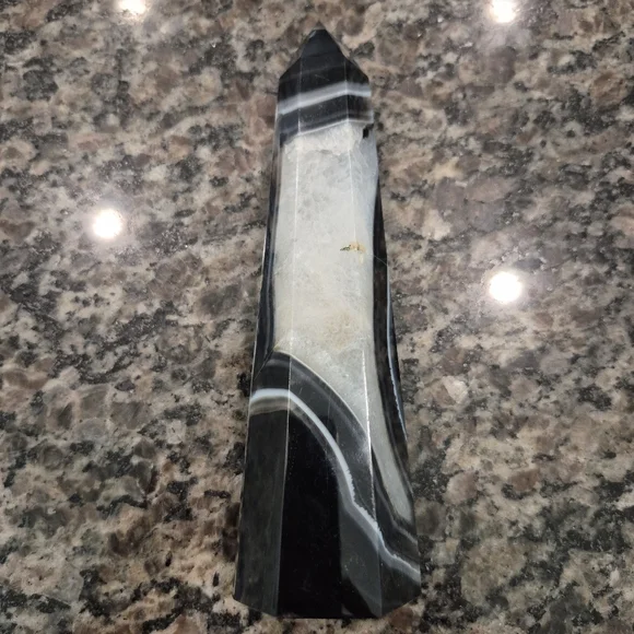 Natural Black Banded Sardonyx Crystal Obelisk Tower #2 New